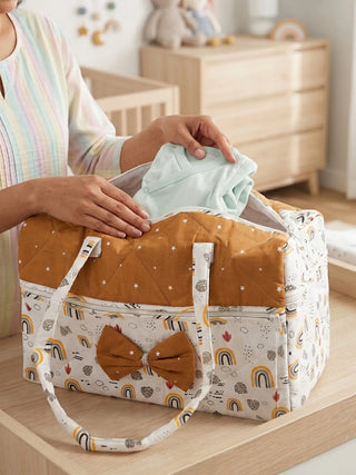 Baby Mother Bag - Orange & White - Kidulan