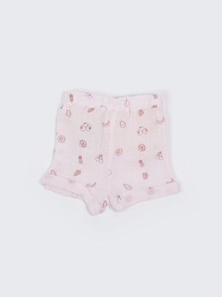 Baby Pink Fruit Print Shirt & Shorts Set - Kidulan