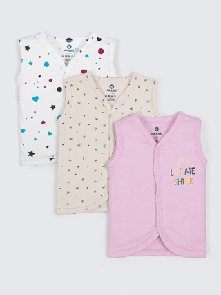 Baby Sleeveless Vest Combo of 3 Piece - 3-6 Months - Kidulan