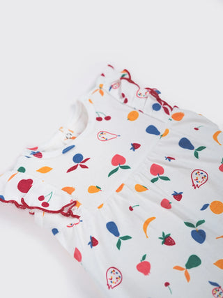 Baby Girls Fruit Print Ruffle Sleeve Romper - Kidulan