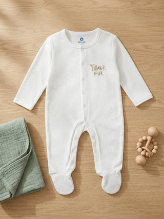 Unisex Baby Solid Sleepsuit White - Kidulan