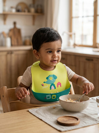 Silicone Waterproof Baby Feeding Bib -Dog Print - Kidulan