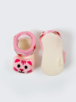 Baby Plush Rattle Socks Cat & Smiley Face Design - Kidulan