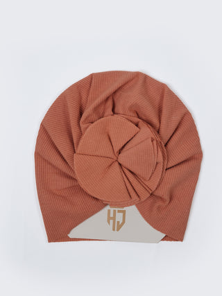 Baby Girls Turban Headwrap – Brown & Yellow - Kidulan