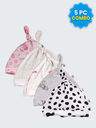 5 Pc Combo Baby & Kids Knot Caps 3-6 Months