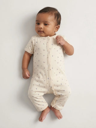 Unisex Printed Baby Jumpsuit - Off White - Kidulan