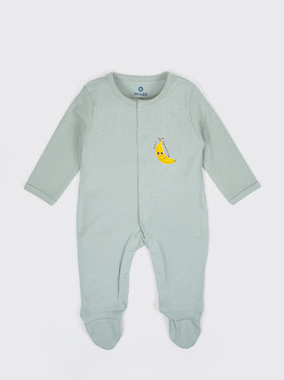 Unisex Baby Solid Sleepsuit Green - Kidulan