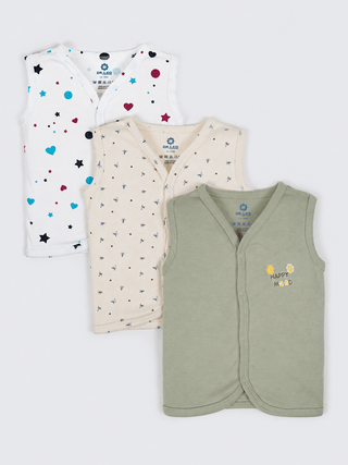 Baby Sleeveless 3-Piece Vest Combo 12-18 Months - Kidulan