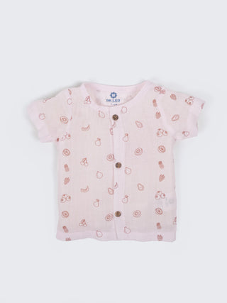 Baby Pink Fruit Print Shirt & Shorts Set - Kidulan