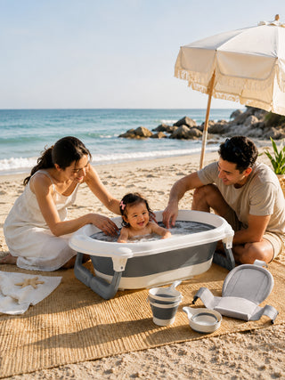 4-in-1 Foldable Baby Bath Tub Set with Bath Seat - Kidulan
