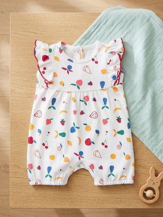 Baby Girls Fruit Print Ruffle Sleeve Romper - Kidulan