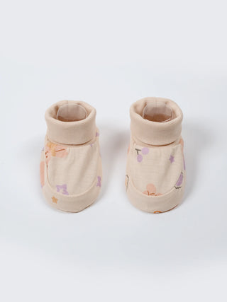 Newborn Cap, Mittens & Booties Set – Bear Print - Kidulan