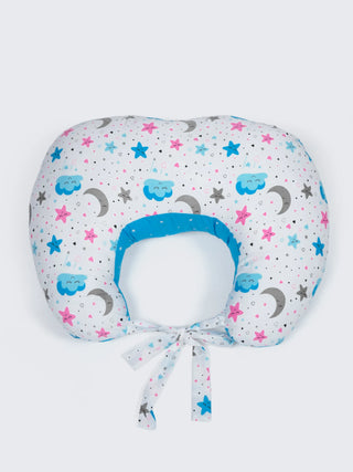 Baby Feeding Pillow - White & Sky Blue - Kidulan