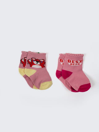 Ankle Socks Cartoon & Text -2 Pair Pack - Kidulan