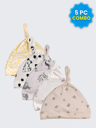 5 Pc Combo Baby & Kids Knot Caps 12-18 Months