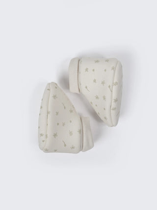 Baby Cream Floral Print Cotton Booties - 0-3 Months - Kidulan
