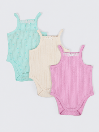 Baby Girls Cotton Sleeveless Bodysuit 3-Piece Combo - Kidulan
