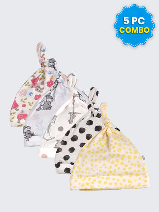 5 Pc Combo Baby & Kids Knot Caps 12-18 Months