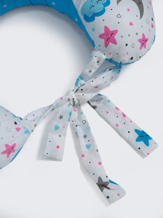 Baby Feeding Pillow - White & Sky Blue - Kidulan