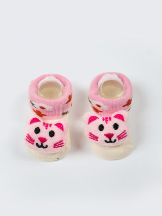 Baby Plush Rattle Socks Cat & Smiley Face Design - Kidulan