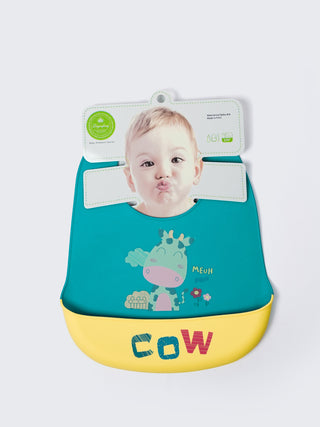 Silicone Waterproof Baby Feeding Bib -Cow Print - Kidulan