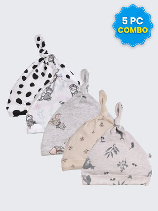 5 Pc Combo Baby & Kids Knot Caps 12-18 Months