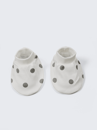 Baby Cap, Mittens & Booties Set – Grey Polka Dot - Kidulan