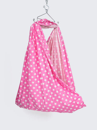 Twill Star Baby Cradle Cloth - White With Pink - Kidulan