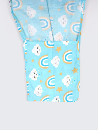 Rainbow & Cloud Print Blue Baby Cloth Cradle - Thottil/Jhula - Kidulan