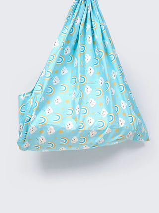 Rainbow & Cloud Print Blue Baby Cloth Cradle - Thottil/Jhula - Kidulan