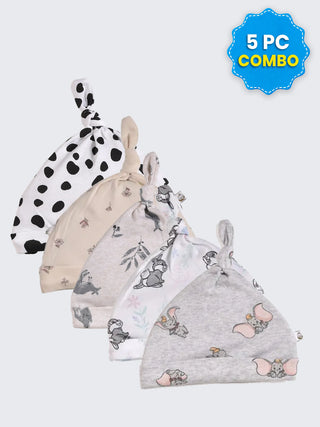 5 Pc Combo Baby & Kids Knot Caps 6-9 Months