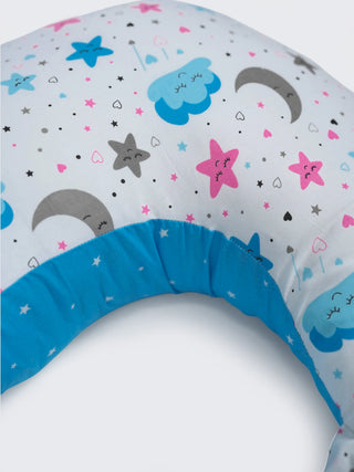 Baby Feeding Pillow - White & Sky Blue - Kidulan