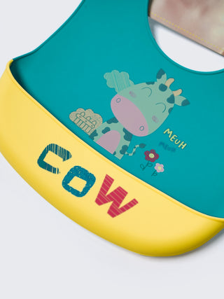 Silicone Waterproof Baby Feeding Bib -Cow Print - Kidulan