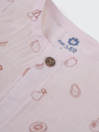 Baby Pink Fruit Print Shirt & Shorts Set - Kidulan