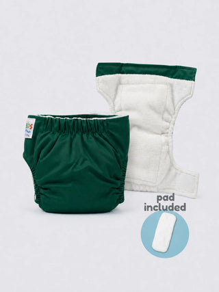 Newborn Reusable Cloth Diaper with Pad -Green - Kidulan