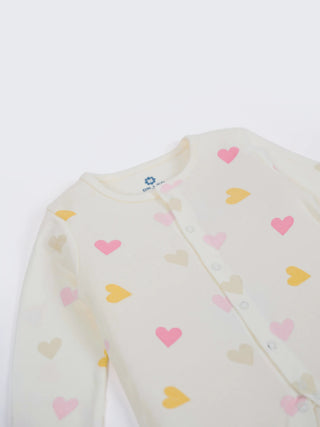 Unisex Baby Heart Print Sleepsuit - Kidulan