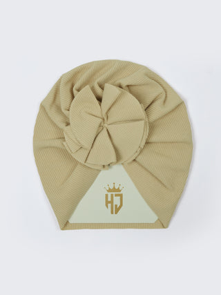 Baby Girls Turban Headwrap – White & Beige - Kidulan