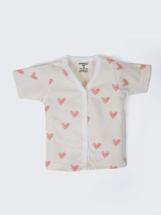 Baby Heart Print Half Sleeve Jabla & Shorts Set - Kidulan