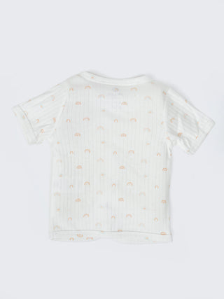 Baby Jabla & Shorts – White Rainbow Print - Kidulan