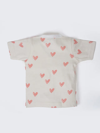 Baby Heart Print Half Sleeve Jabla & Shorts Set - Kidulan