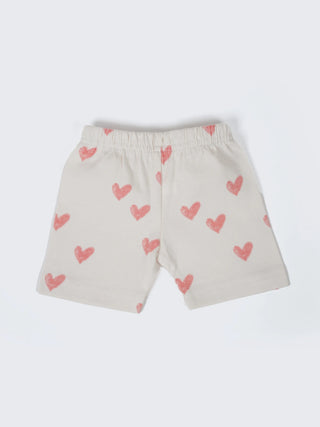 Baby Heart Print Half Sleeve Jabla & Shorts Set - Kidulan