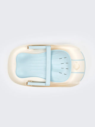 Foldable Anti - Slip Baby Bath Tub with Stand – Blue & Cream - Kidulan