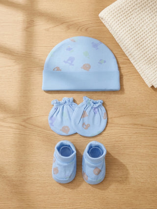 Newborn Cap, Mittens & Booties Set – Blue - Kidulan