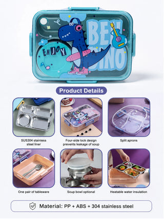 Kids 304 Stainless Steel Bento Lunch Box - Kidulan