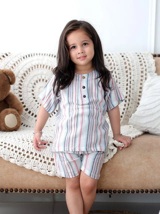 Unisex 2 - Set Summer Combo – Black Solid & Striped Shorts Set - Kidulan