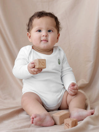 3pc Pure White long - sleeve Bodysuit Set - Kidulan