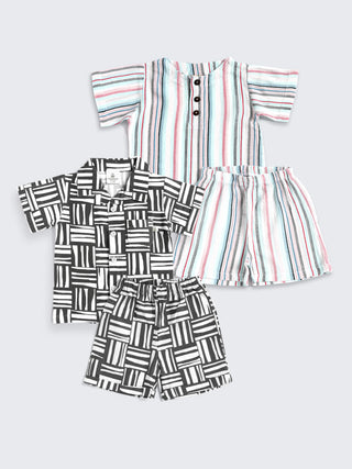 Stylish 2 - Piece Cotton Co - Ord Sets for Boys & Girls – Stripes & Monochrome - Kidulan