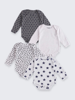 4 - Pack Baby bodysuits – Full Sleeve Essentials Set - Kidulan