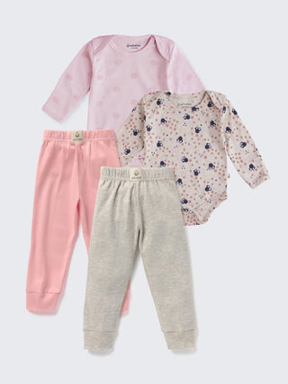 4 - Piece Baby Girl Bodysuit & Pant Combo Set - Kidulan