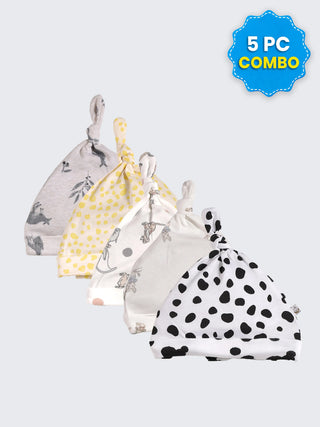 5 Pc Combo Baby & Kids Knot Caps 6-9 Months